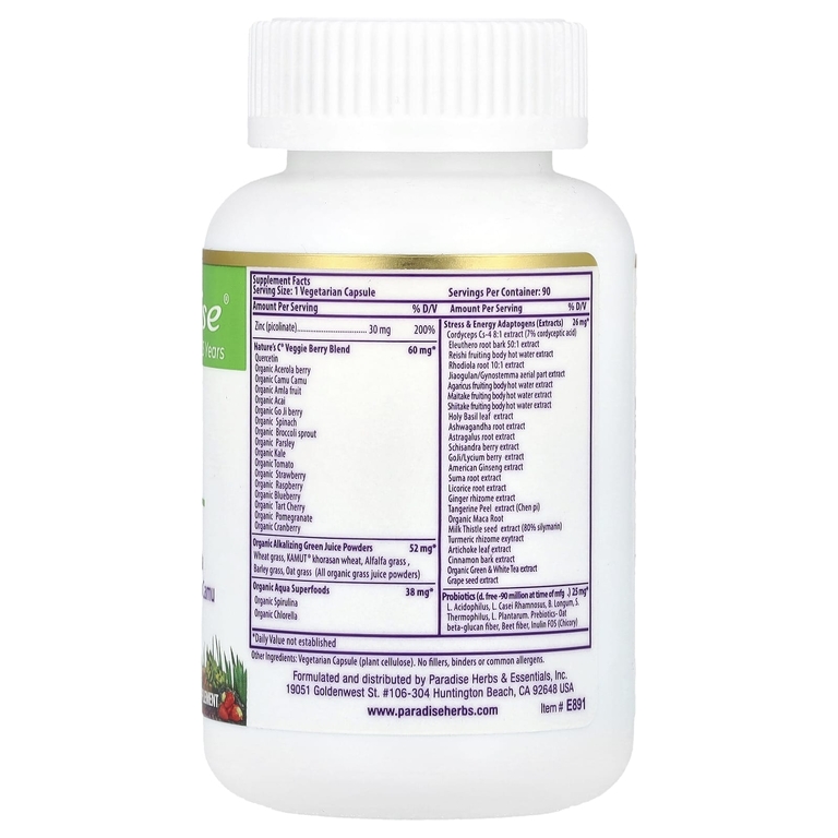 Paradise Herbs, Earth's Blend, цинк, пиколинат, 90 вегетарианских капсул