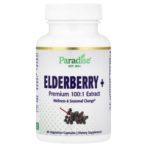 Paradise Herbs, бузина с цинком, 60 вегетарианских капсул