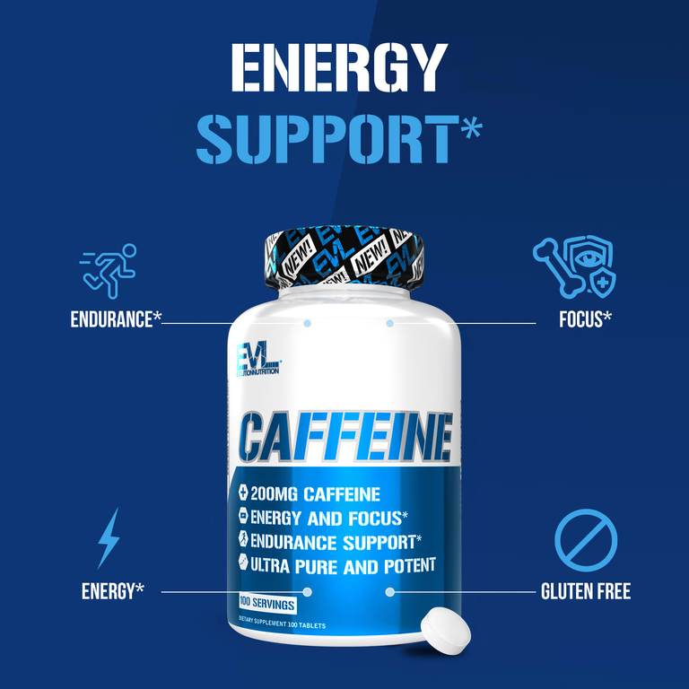 EVLution Nutrition, Кофеин, 200 мг, 100 таблеток