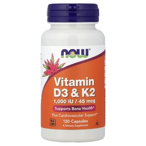 NOW Foods, витамины D3 и K2, 120 капсул