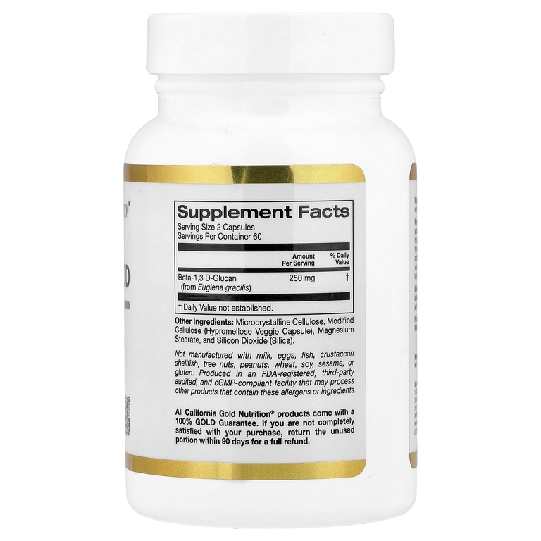 California Gold Nutrition, бета-глюкан из водорослей 1,3D, 120 вегетарианских капсул (125 мг в каждой капсуле)