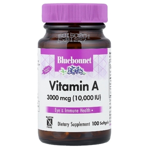 Bluebonnet Nutrition, Витамин A, 3000 мкг (10 000 МЕ), 100 мягких таблеток