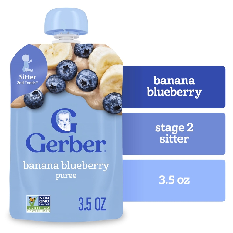 Gerber, 2nd Foods®, пюре с бананом и голубикой, 99 г (3,5 унции)