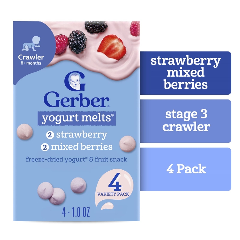 Gerber, Yogurt Melts®, для детей от 8 месяцев, ассорти из 4 шт. по 28 г (1 унция)