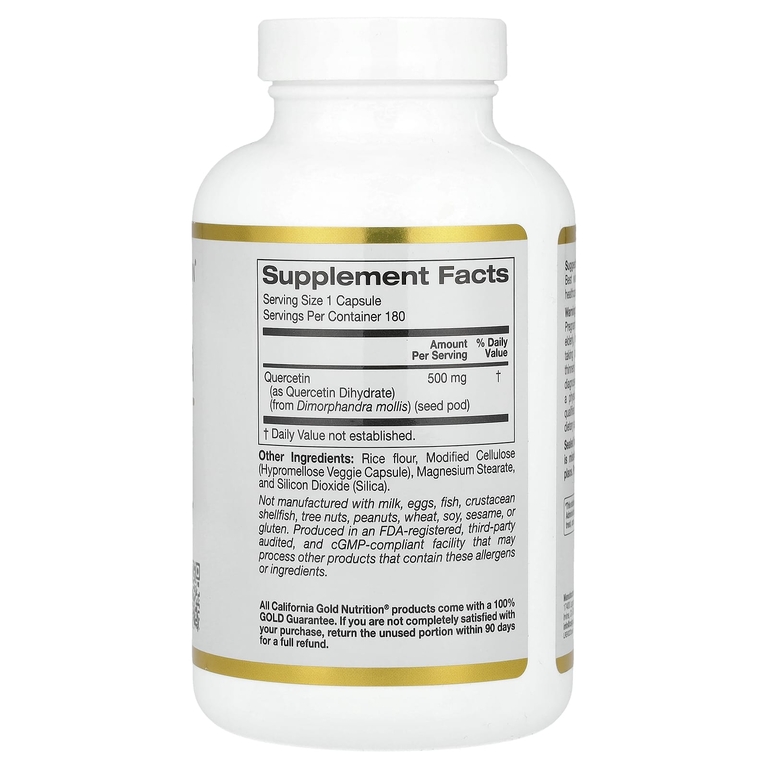California Gold Nutrition, кверцетин, 500 мг, 180 растительных капсул