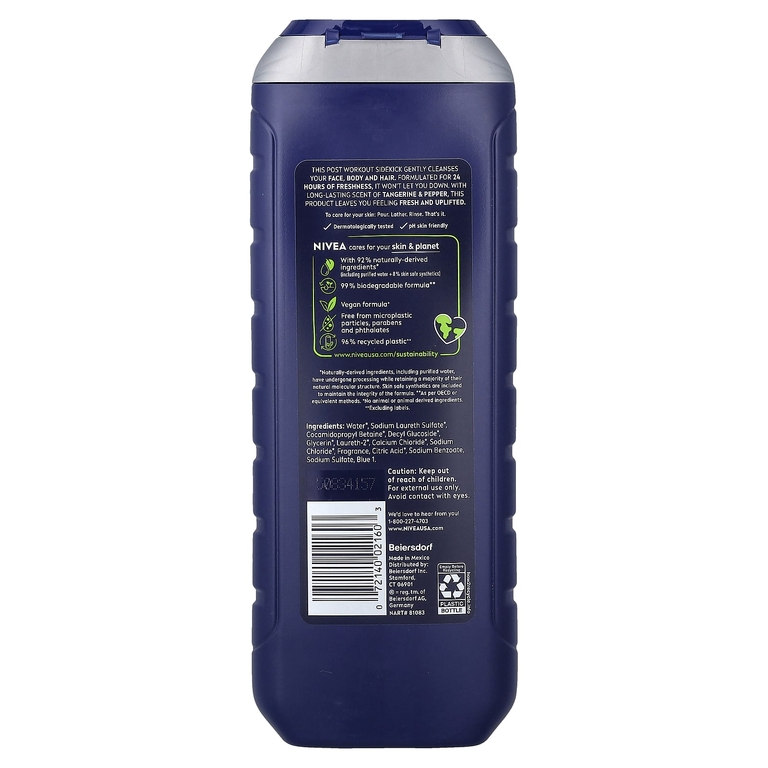 Nivea, Men, Sport, гель для душа 3 в 1, мандарин и перец, 500 мл (16,9 жидк. унции)