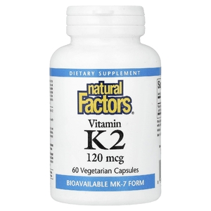 Natural Factors, витамин K2, 100 мкг, 60 вегетарианских капсул