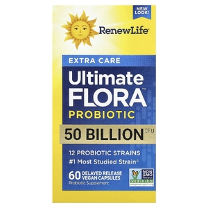 Renew Life, Extra Care, Ultimate Flora™  пробиотик, 60 веганских капсул с отсроченным высвобождением
