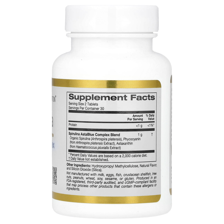 California Gold Nutrition, спирулина, органический комплекс AstaBlue, 60 таблеток