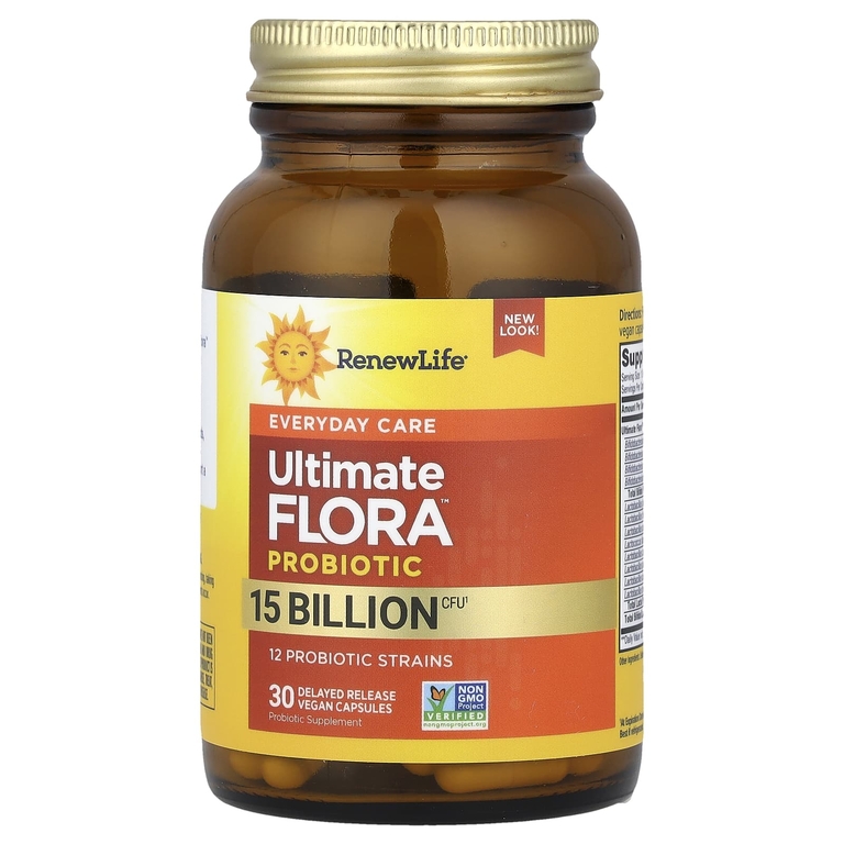 Renew Life, Ultimate Flora™, пробиотик с отсроченным высвобождением, 30 веганских капсул