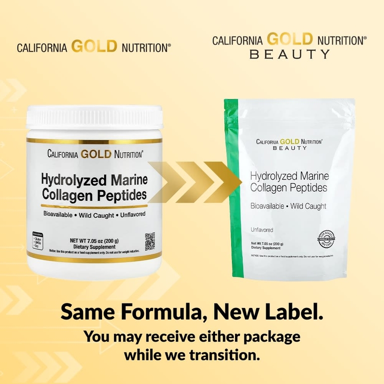 California Gold Nutrition, гидролизованные пептиды морского коллагена, без добавок, 200 г