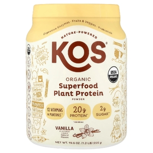 KOS, органический суперфуд в порошке, растительный протеин, ваниль, 555 г (1,2 фунта)