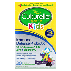 Culturelle, Для детей, пробиотики, иммунная защита, супер ягоды, 30 жевательных таблеток для приема один раз в день