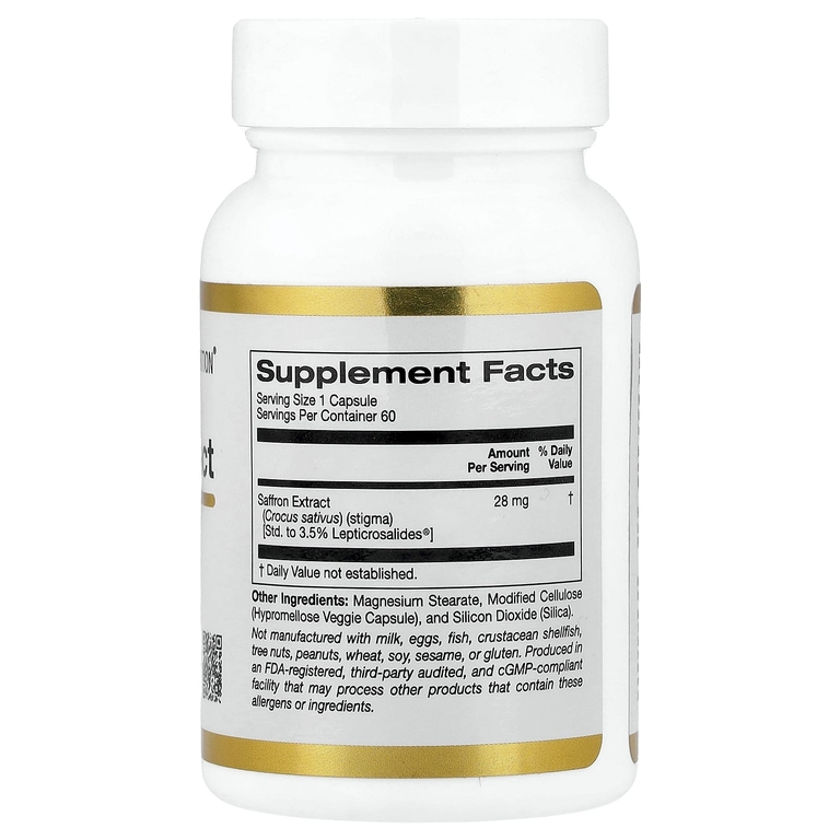California Gold Nutrition, экстракт шафрана с Affron®, 28 мг, 60 растительных капсул
