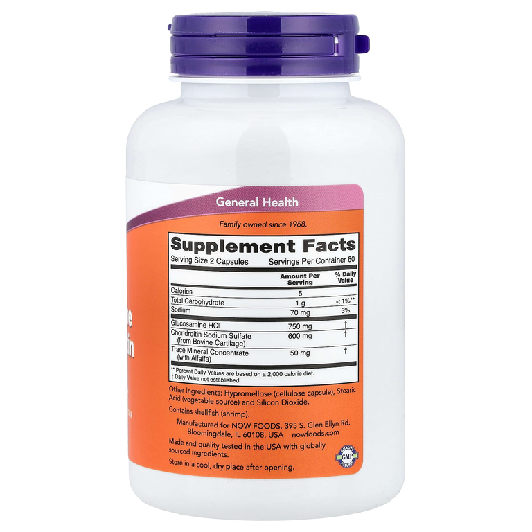 NOW Foods, глюкозамин и хондроитин, 120 капсул