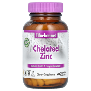 Bluebonnet Nutrition, хелатный цинк, 90 растительных капсул (30 мг в 1 капсуле)
