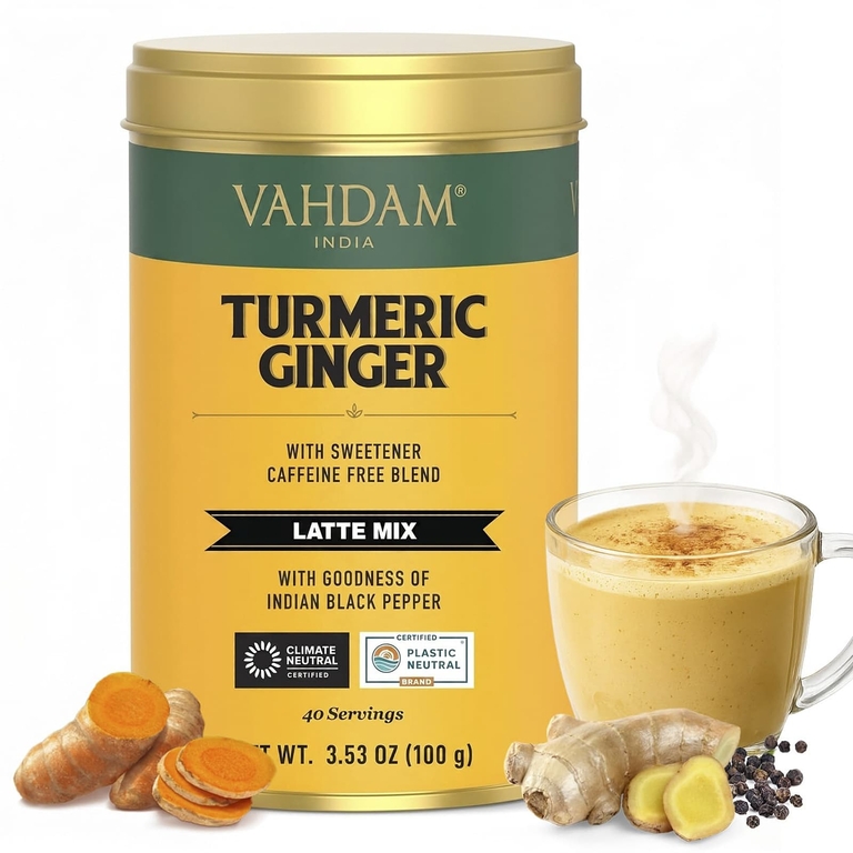 Vahdam Teas, смесь для латте, куркума и имбирь, без кофеина, 100 г (3,53 унции) (Товар снят с продажи) 