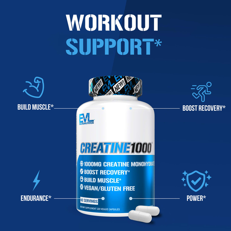 EVLution Nutrition, Creatine1000®, 120 растительных капсул (500 мг на капсулу)