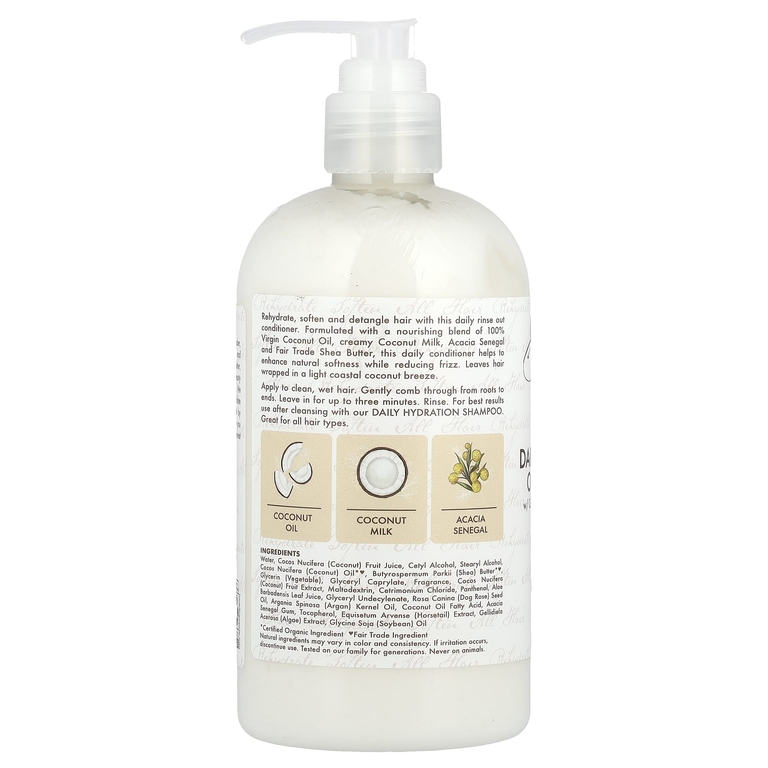 SheaMoisture, 100% кокосовое масло первого отжима, кондиционер для ежедневного увлажнения, для всех типов волос, 384 мл (13 жидк. унц.)