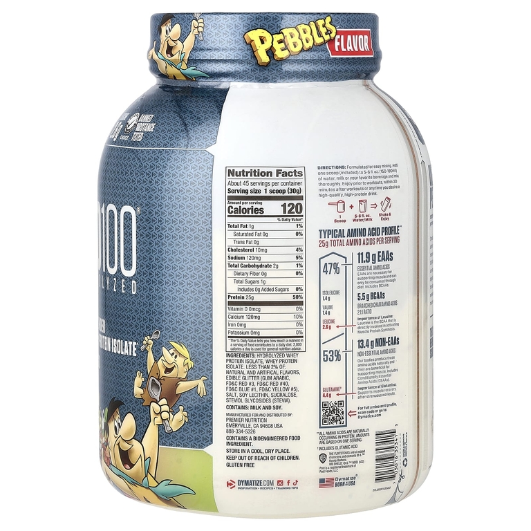 Dymatize, ISO100®, гидролизованный 100% изолят сывороточного протеина, Post® Fruity Pebbles™, 1,37 кг (3 фунта)