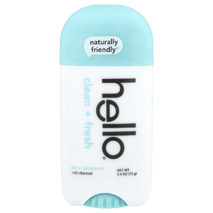 Hello, 24-часовой дезодорант с древесным углем, Clean + Fresh, 73 г (2,6 унции)