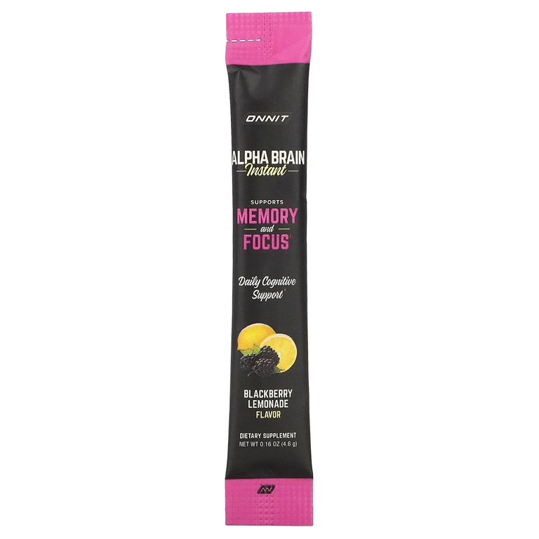 Onnit, Alpha BRAIN®, растворимый лимонад из ежевики, 30 пакетиков по 4,6 г (0,16 унции)