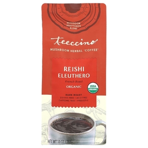 Teeccino, Травяной кофе с грибами, рейши элеутеро, темная обжарка, без кофеина, 284 г (10 унций)