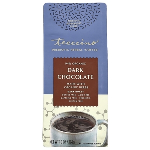 Teeccino, Prebiotic Herbal Coffee, темный шоколад, темная обжарка, без кофеина, 284 г (10 унций)
