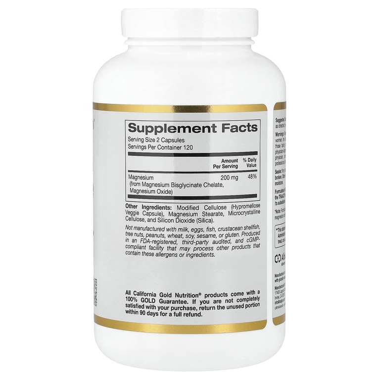 California Gold Nutrition, хелатный бисглицинат магния, Albion TRAACS®, 240 растительных капсул (100 мг в 1 капсуле)