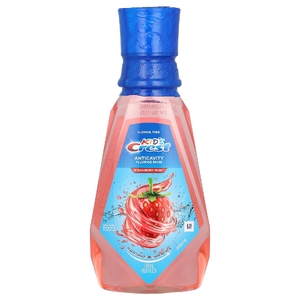 Crest, Kids, фторсодержащее ополаскиватель для предотвращения кариеса, без спирта, клубника, 500 мл (16,9 жидк. унц.) (Товар снят с продажи) 