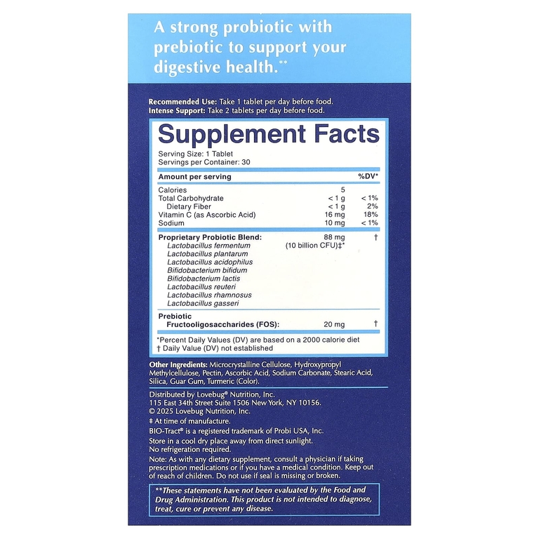 LoveBug Probiotics, Here's The Skinny®, пробиотик, 30 таблеток