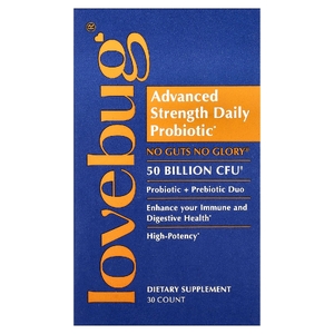 LoveBug Probiotics, ежедневный пробиотик улучшенной силы, 30 капсул