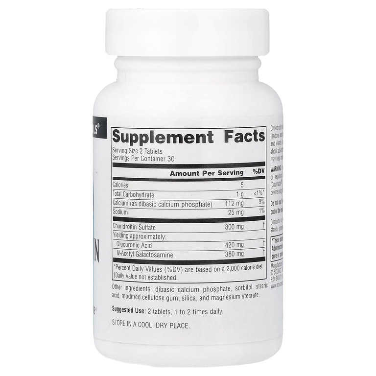 Source Naturals, сульфат хондроитина, 400 мг, 60 таблеток