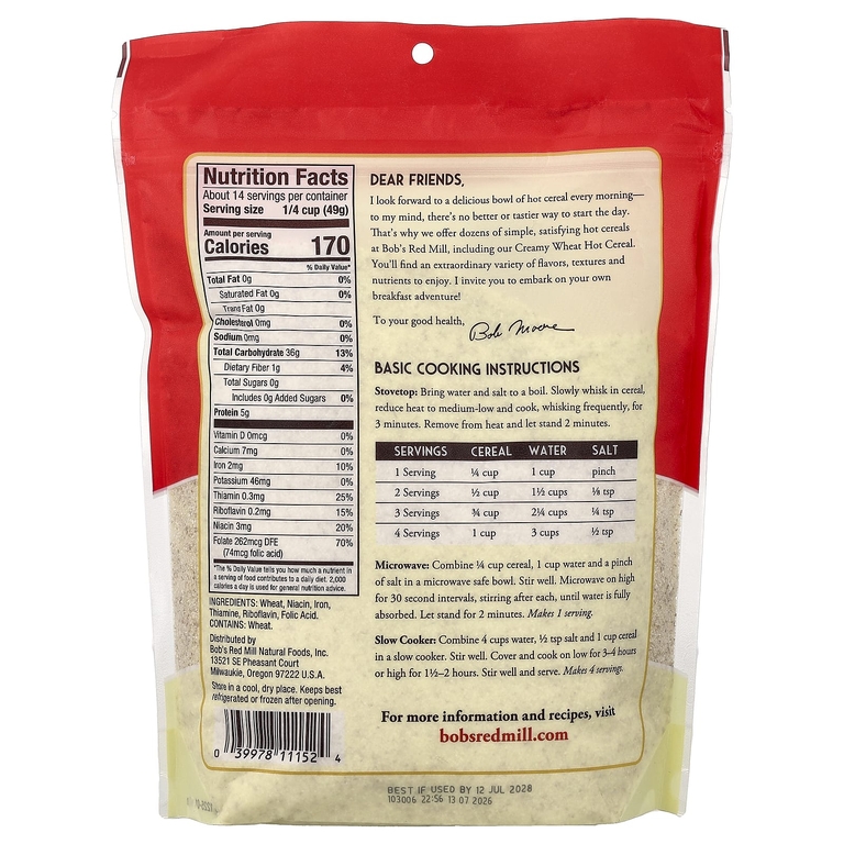 Bob's Red Mill, горячие хлопья из пшеницы, 680 г (24 унции)