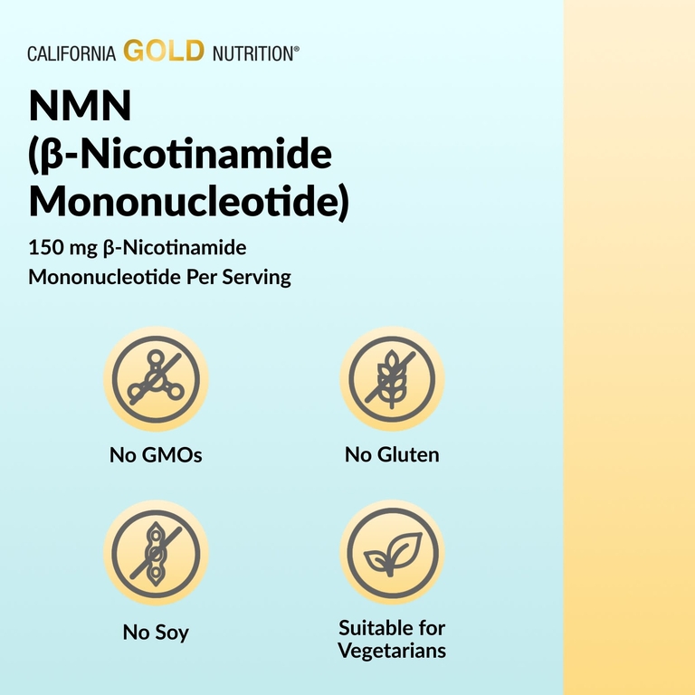 California Gold Nutrition, комплекс флавоноидов с NMN, апигенином и дигидрокверцетином, 60 растительных капсул