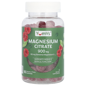 YumVs, цитрат магния, со вкусом малины, 900 мг, 90 жевательных мармеладок (300 мг в 1 жевательной таблетке)