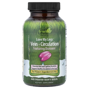 Irwin Naturals, Love My Legs™, добавка для поддержки вен и кровообращения, 60 желатиновых капсул