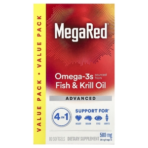 Schiff, MegaRed® улучшенная омега-3 4 в 1, рыбий жир и масло криля, ваниль, 80 капсул