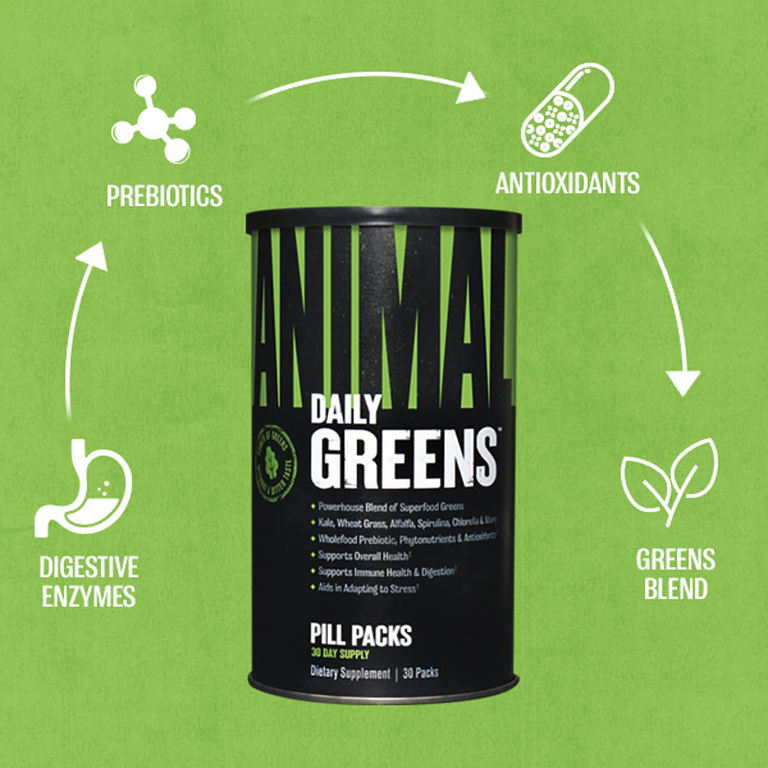 Animal, Daily Greens, таблетки в упаковке, 30 пакетиков