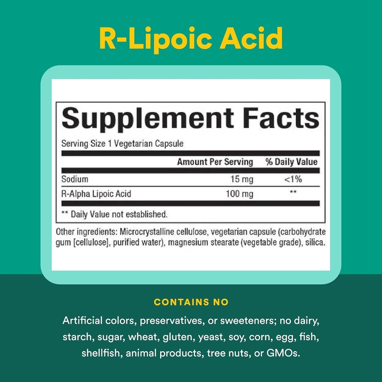 Natural Factors, R-липоевая кислота, 100 мг, 60 вегетарианских капсул