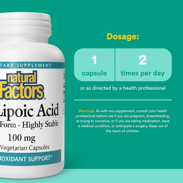 Natural Factors, R-липоевая кислота, 60 вегетарианских капсул