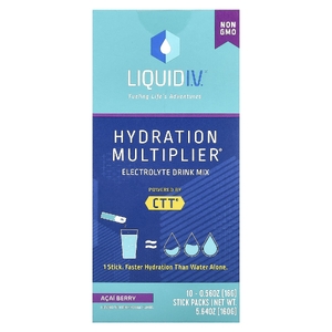 Liquid I.V., Hydration Multiplier, смесь для приготовления электролитического напитка, со вкусом ягод асаи, 10 пакетиков по 16 г (0,56 унции)