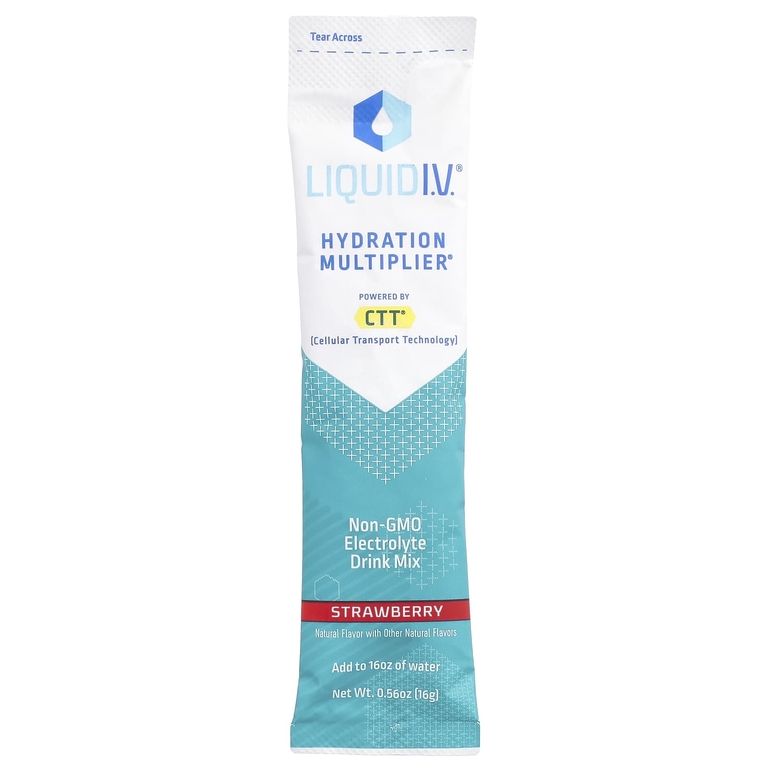 Liquid I.V., Hydration Multiplier®, смесь для приготовления электролитов, клубника, 10 пакетиков по 16 г (0,56 унции)