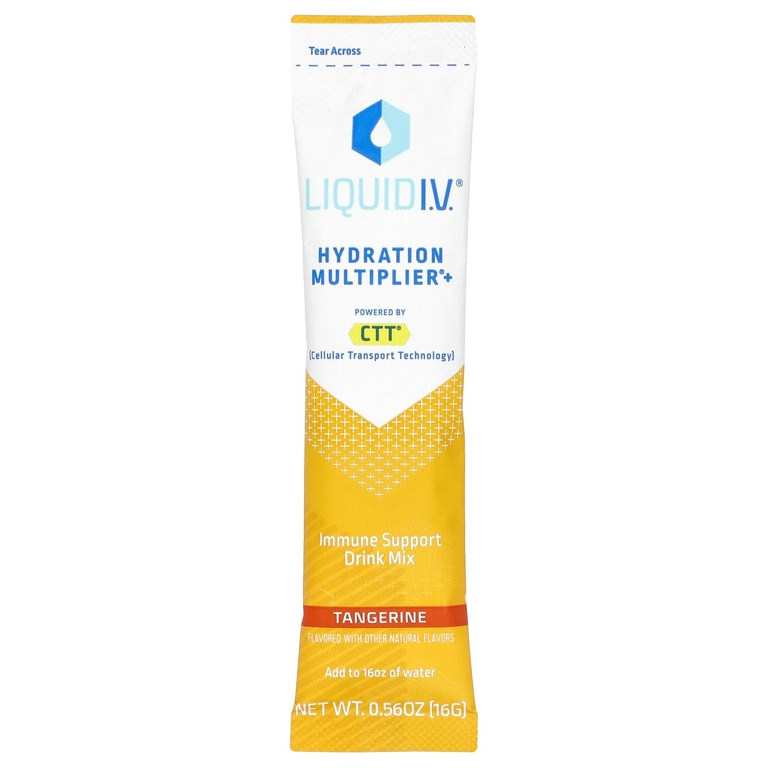 Liquid I.V., Hydration Multiplier® и смесь для приготовления напитка для поддержки иммунитета, со вкусом мандарина, 10 стик-пакетов по 16 г (0,56 унции)