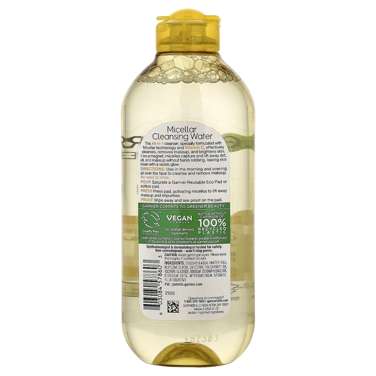 Garnier, SkinActive, Мицеллярная очищающая вода с витамином C, 13,5 жидких унций (400 мл)