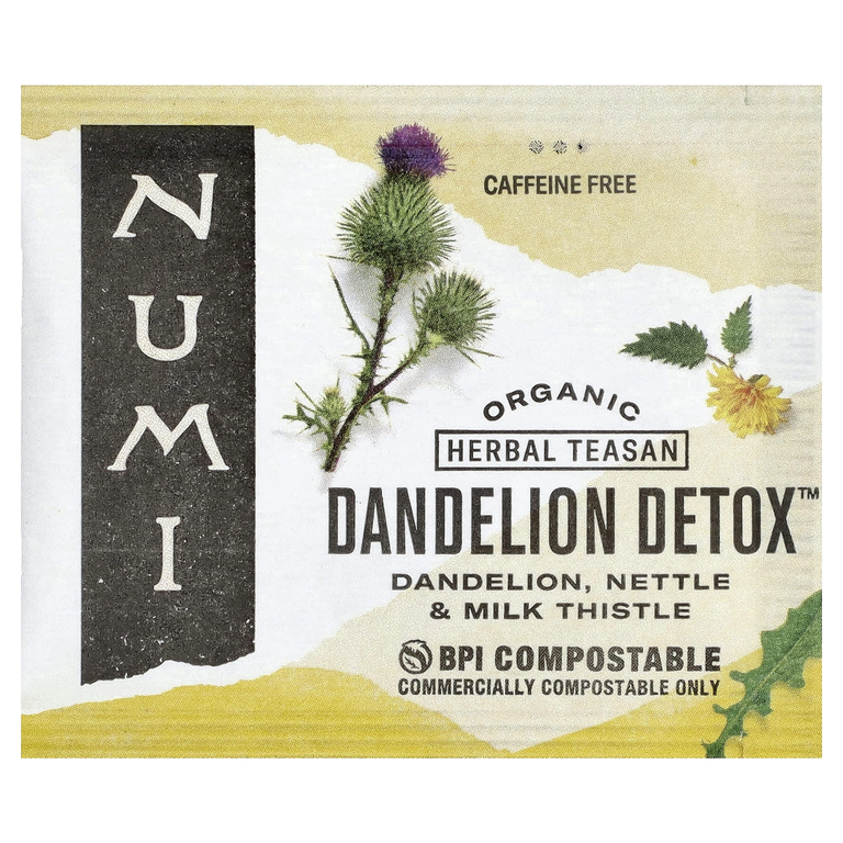 Numi Tea, Organic Dandelion Detox™, без кофеина, 16 чайных пакетиков без ГМО, 32 г (1,13 унции)