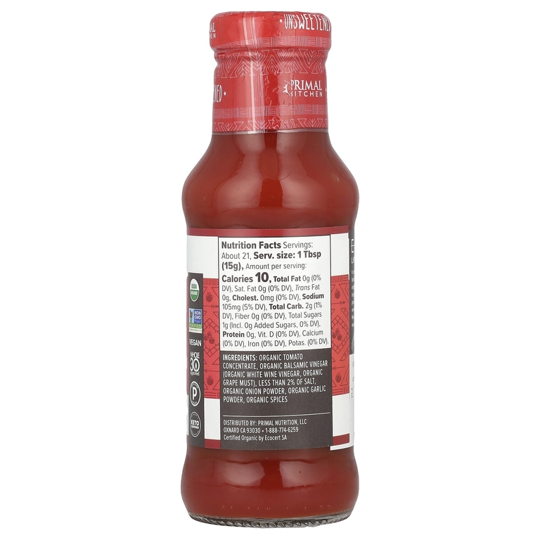 Primal Kitchen, Органический кетчуп, несладкий, 320 г (11,3 унции)