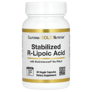 California Gold Nutrition, стабилизированная R-липоевая кислота с биотином, 30 растительных капсул