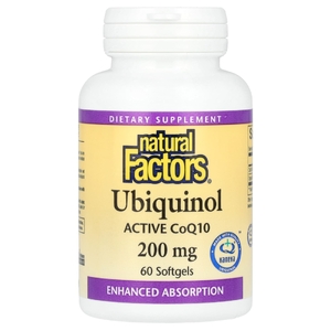 Natural Factors, убихинол, 200 мг, 60 капсул
