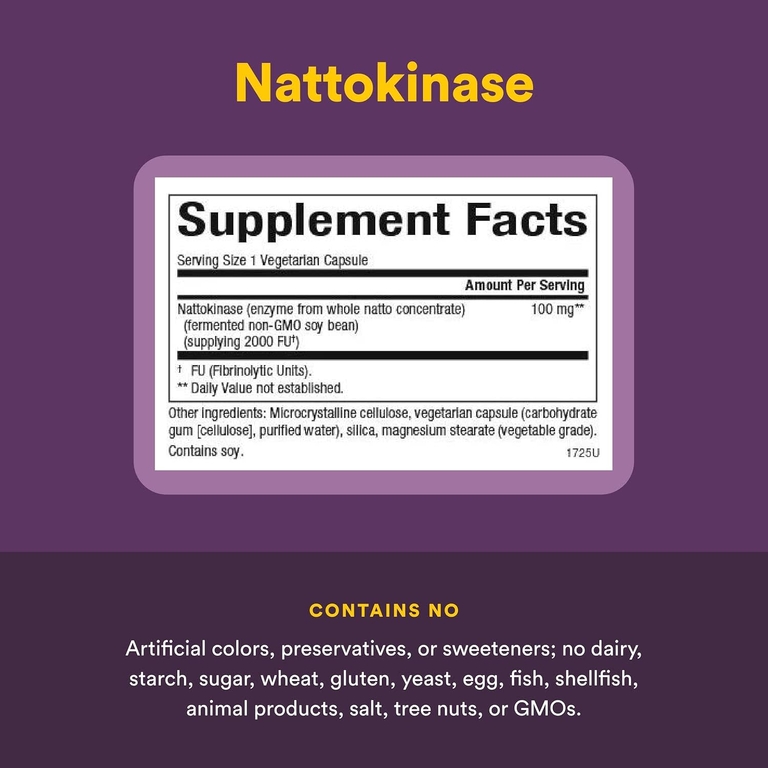 Natural Factors, наттокиназа, 100 мг, 60 вегетарианских капсул